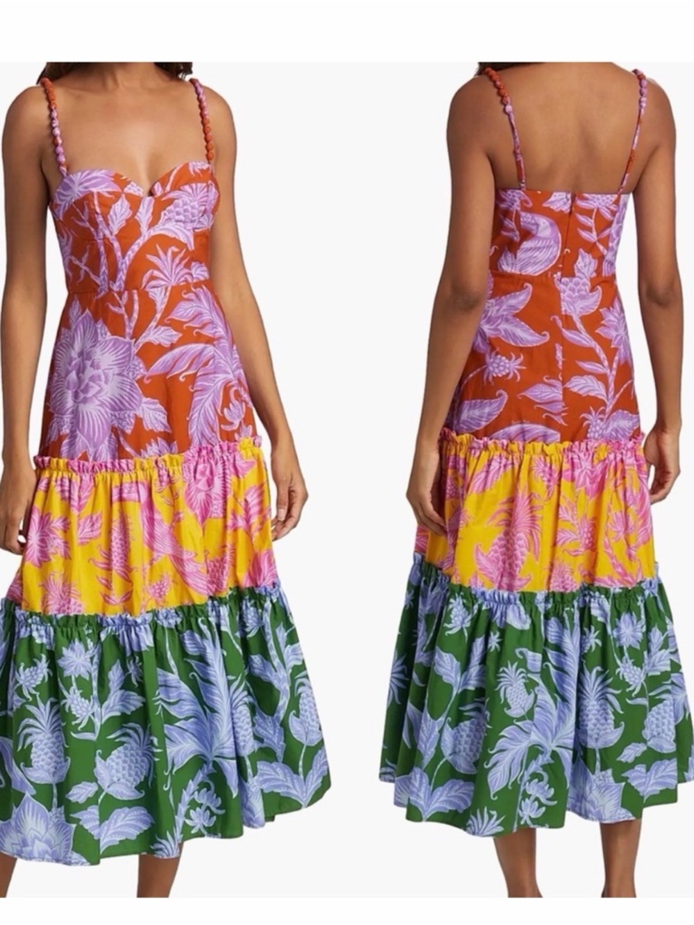 NWT FARM RioTropical Swing Mixed Midi Dress size S